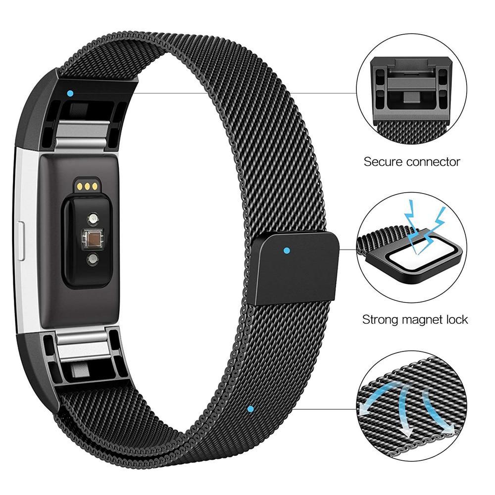 Milanese Loop watch Strap For fitbit charge 2 band replacement Wrist Watchband bracelet Stainless Steel belt accessories