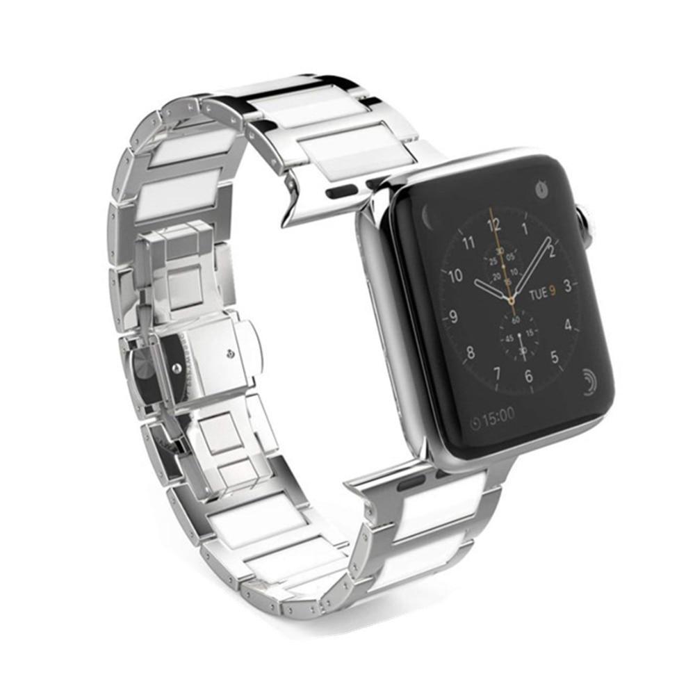Stainless Steel Strap For Apple watch band 5 4 44m 40mm iWatch Series 5/4/3/2/1 42MM/38MM Ceramic  Link Bracelet belt correa