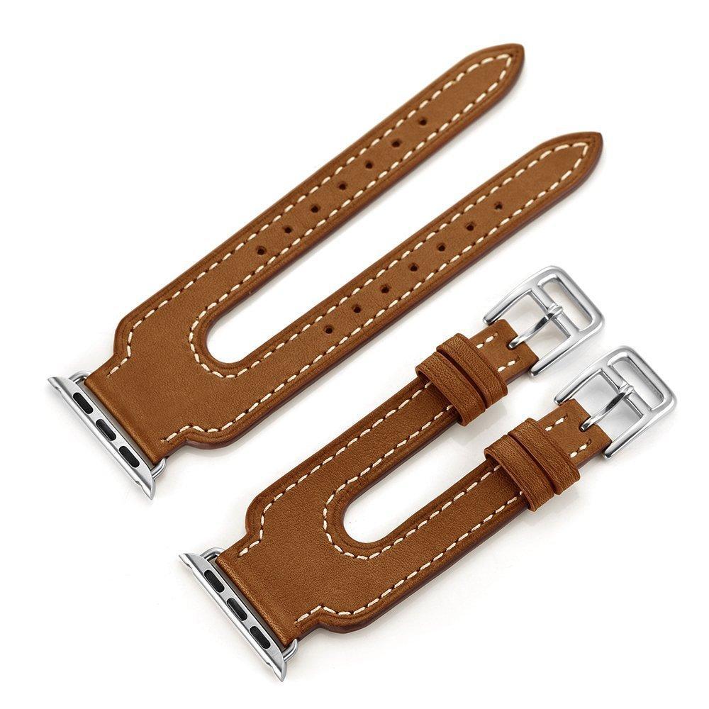 Leather strap For apple Watch band apple watch 5 4 3 band 44mm/40mm iwatch 5 4 42mm/38mm double buckle correa bracelet watchband