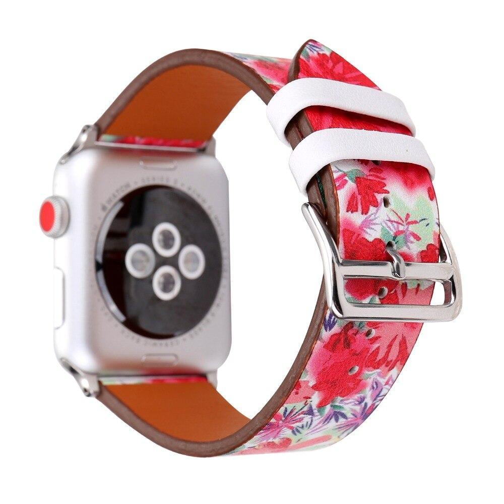 Leather Strap For Apple watch band 42mm 38mm iwatch series 3 2 1 Floral pattern Design Bracelet Wrist belt watchband