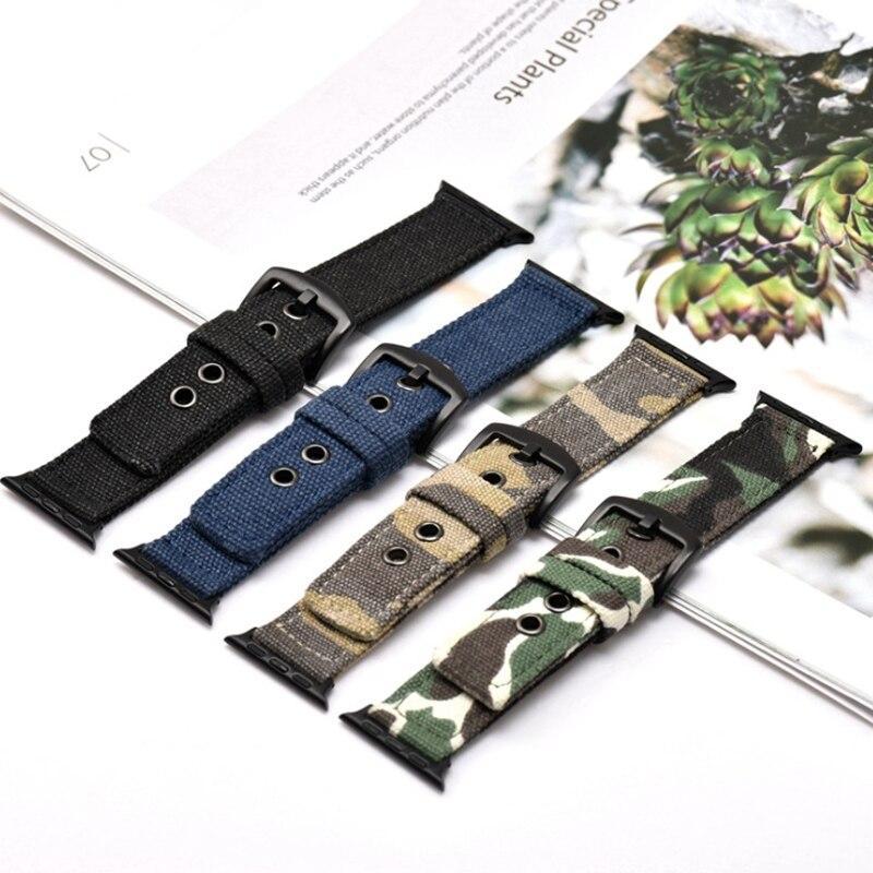 Sport Nylon strap for apple watch 4 band 44mm 40mm correa iwatch series 3 2 1 42mm 38mm Camouflage canvas wrist bracelet belt