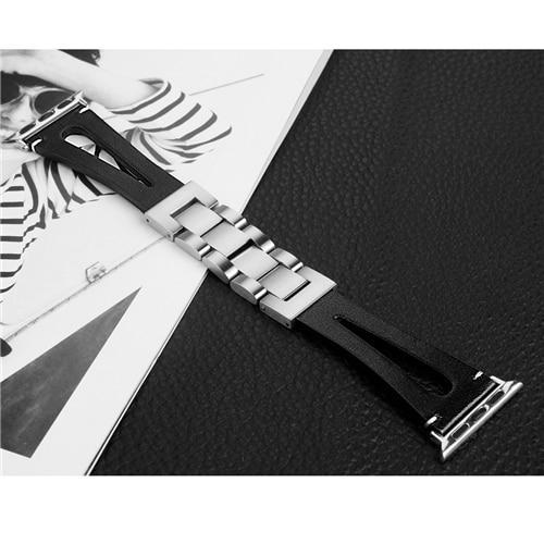 Sport Leather strap For Apple Watch band iwatch series 4 3 2 1 44mm(42mm)/40mm(38m) stainless steel clasp wrist bracelet