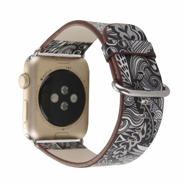 Leather Strap For apple watch band apple watch 4 3 5 band 44mm 40mm flower print correa iwatch 42mm/38mm wrist Bracelet belt