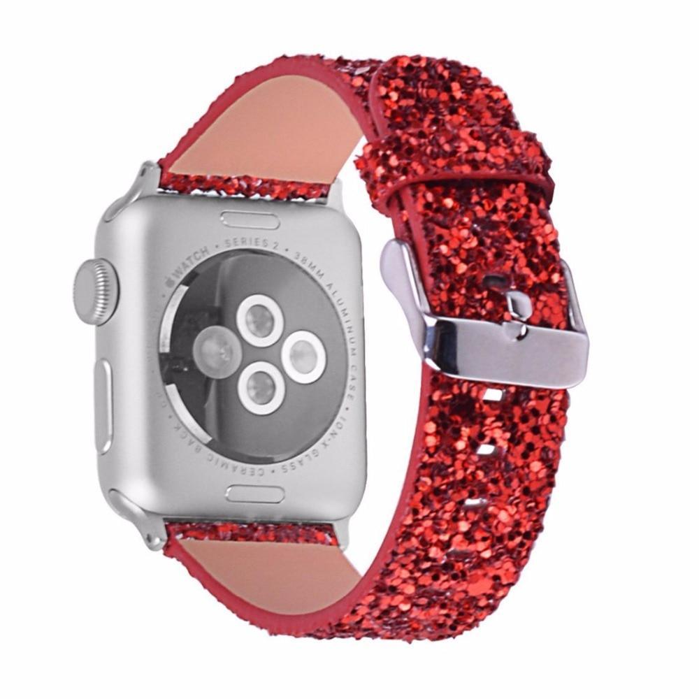 Leather Strap for Apple Watch Band apple watch 5 4 3 44mm/40mm 42mm 38mm iWatch 5/4/3/2/1 band bracelet bling watchband belt