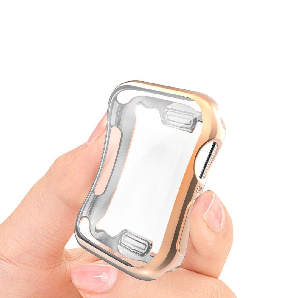Cover case For apple watch band apple watch 4 5 band 44mm/40mm Iwatch band soft All-around shell Ultra-thin Electroplate frame