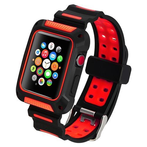 silicone Sport strap For Apple watch band 42mm 38mm iwatch 3/2/1 waterproof protective cover wrist watchband belt & case