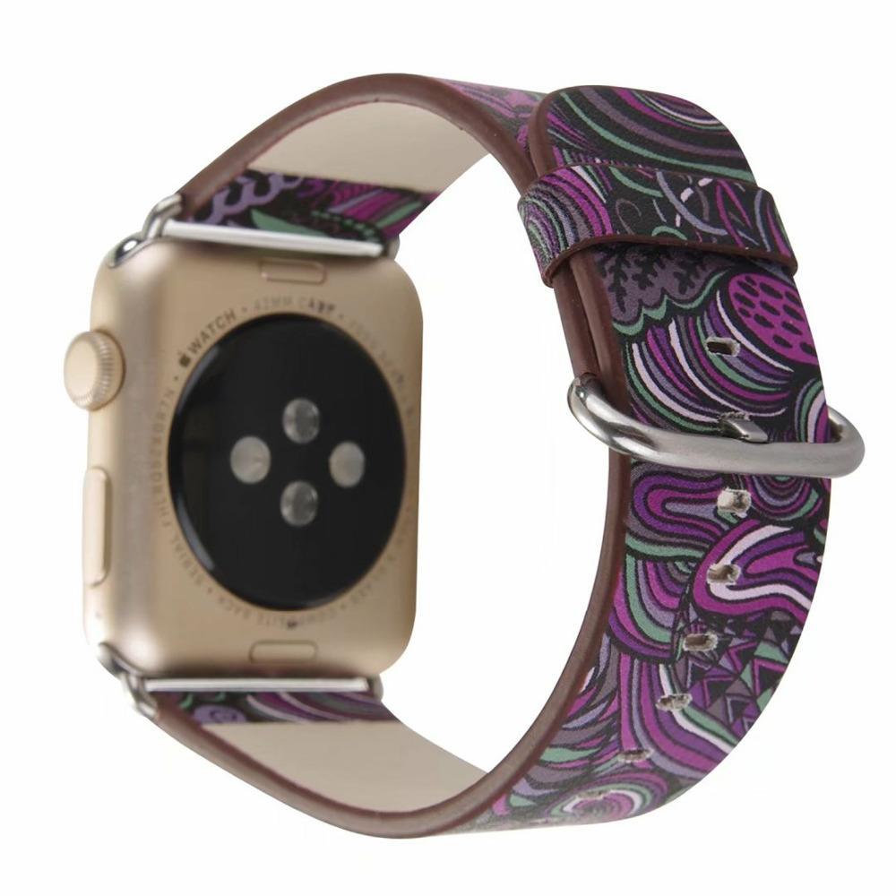 Leather Strap For apple watch band apple watch 4 3 5 band 44mm 40mm flower print correa iwatch 42mm/38mm wrist Bracelet belt