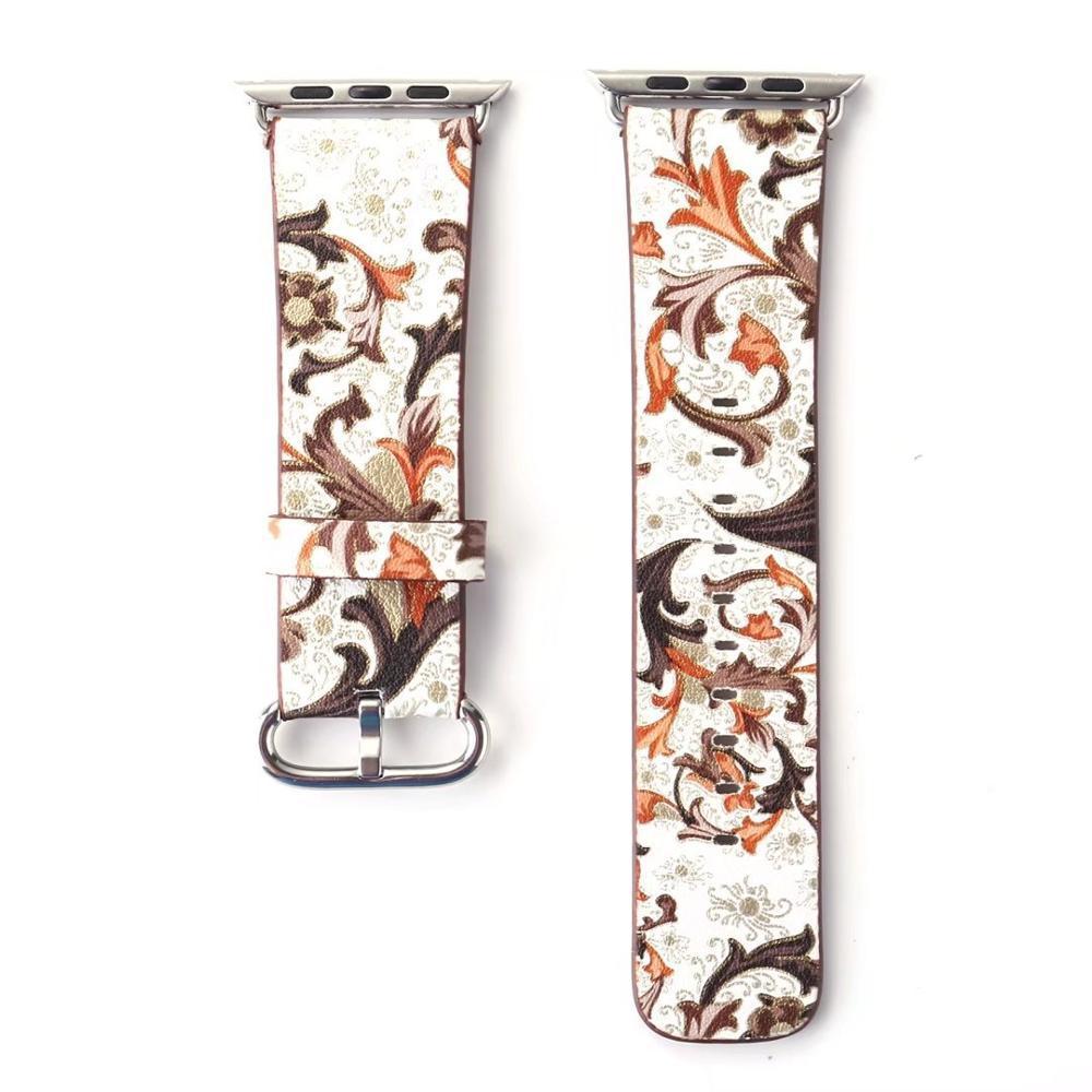 Floral Printed Leather strap For Apple Watch band apple watch 5 4 3 band 42mm/38mm 44mm/40mm correa iwatch band Bracelet watchband