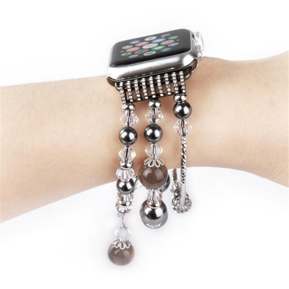 Natural agate band For Apple watch 4 44MM/40mm strap iwatch 4 3 2 1 42mm/38mm diamond wrist Bracelet women fashion belt