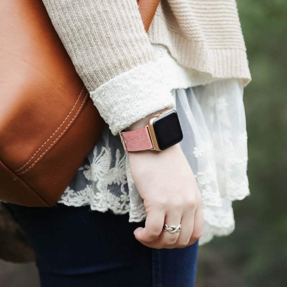 Canvas Leather strap For Apple watch band apple watch 5 4 3  44mm 40mm 42mm 38mm Iwatch series 5 4 3 correa bracelet watchband
