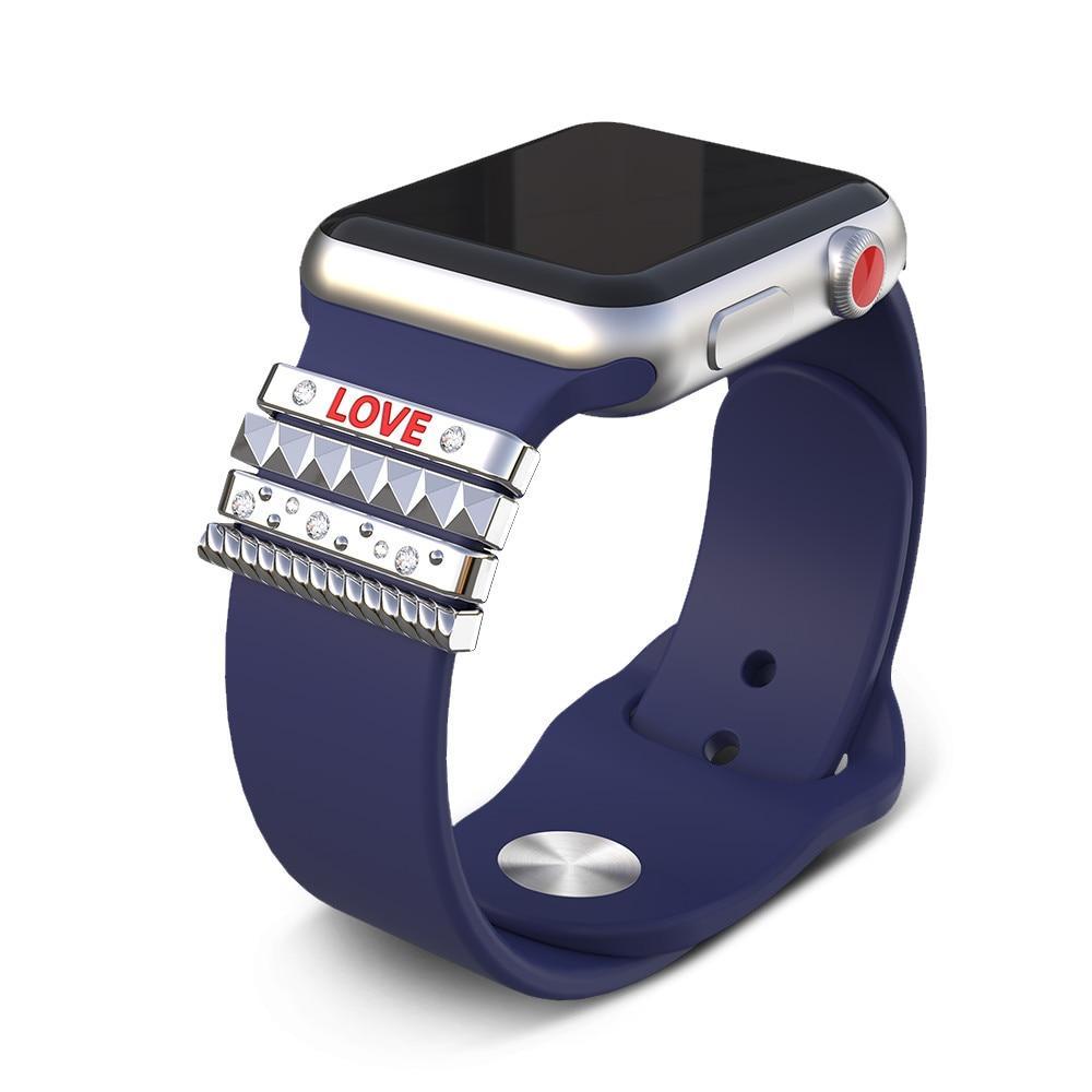 Decorative Ring Ornament For Apple Watch Band apple watch 4 3  5 band 44mm 40mm 42mm 38mm iwatch  Stainless Steel "LOVE" Gift