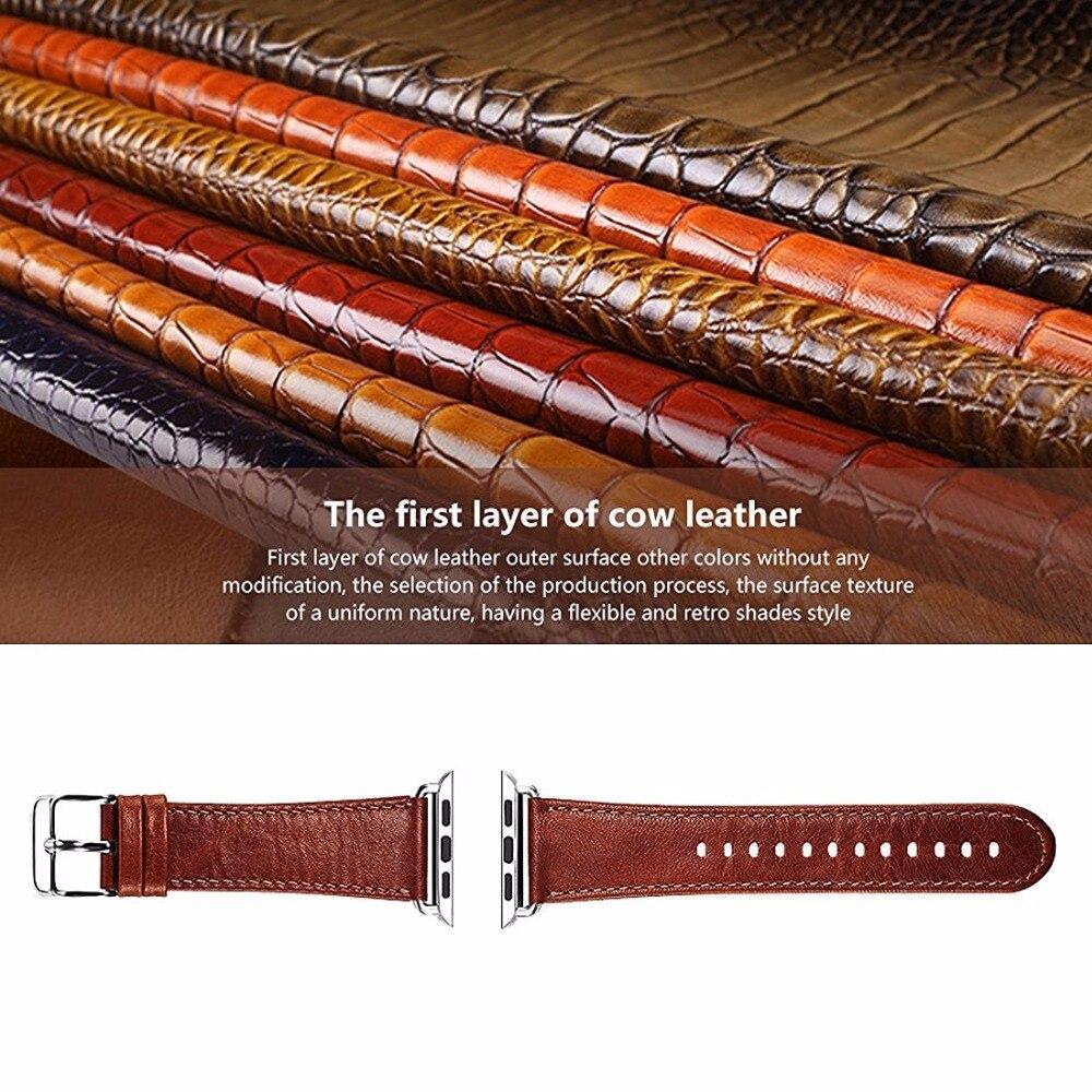 genuine leather strap For Apple Watch band apple watch 5 4 3 44mm/40mm 42mm 38mm crazy horse classic metal clasp watchband belt