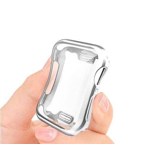 Cover case For apple watch band apple watch 4 5 band 44mm/40mm Iwatch band soft All-around shell Ultra-thin Electroplate frame