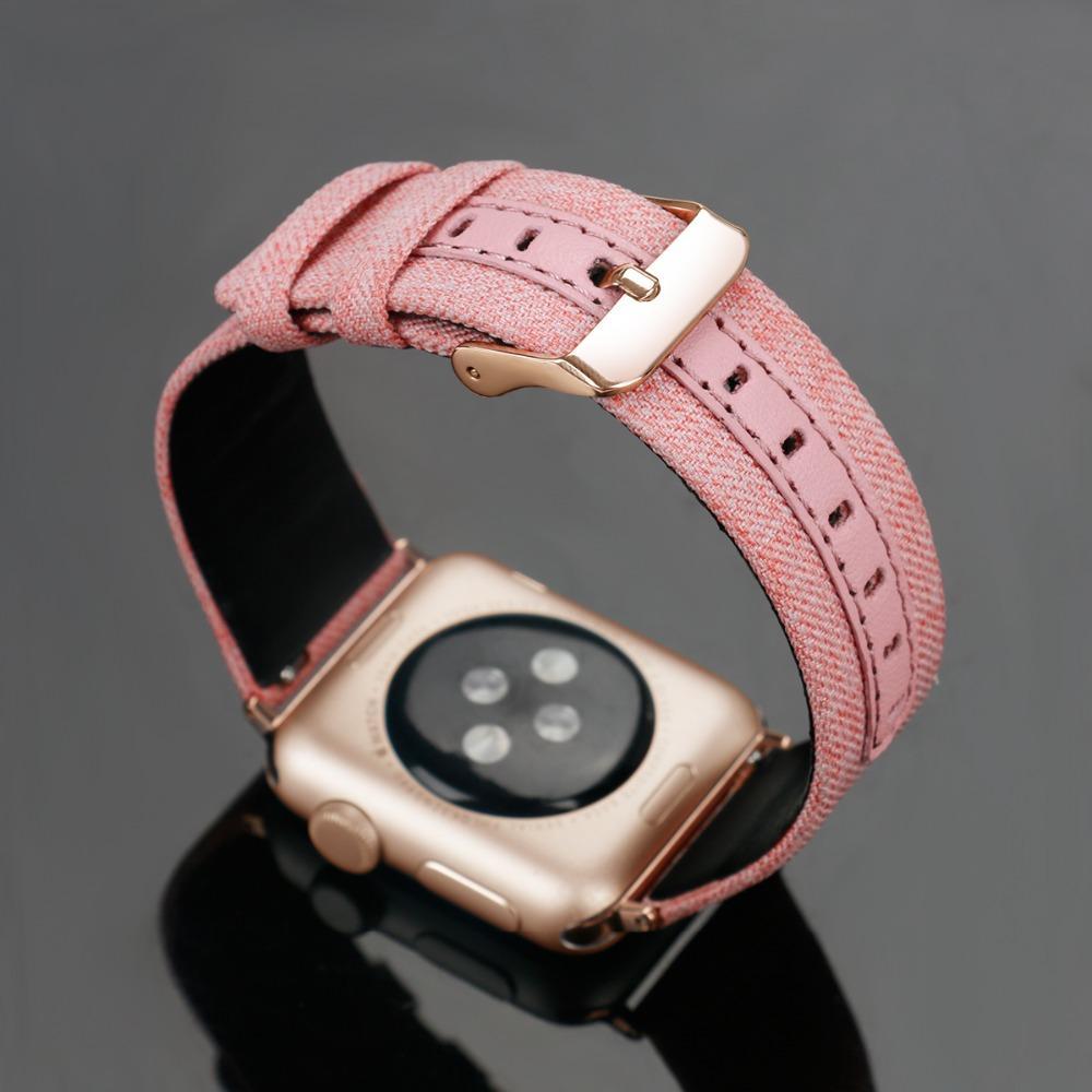 Canvas Leather strap For Apple watch band apple watch 5 4 3  44mm 40mm 42mm 38mm Iwatch series 5 4 3 correa bracelet watchband