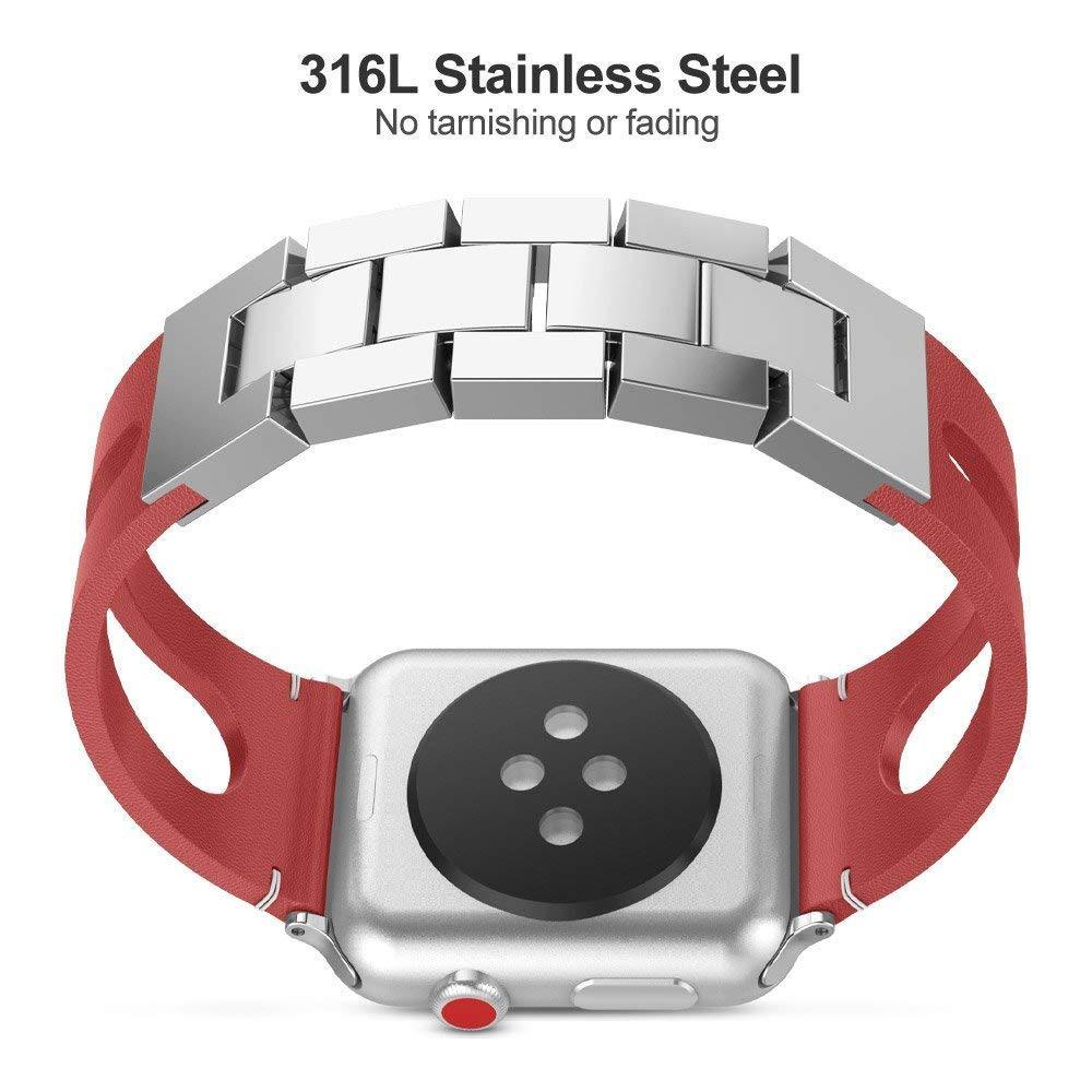 Sport Leather strap For Apple Watch band iwatch series 4 3 2 1 44mm(42mm)/40mm(38m) stainless steel clasp wrist bracelet