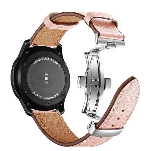 Leather Galaxy watch 46mm strap For Samsung Gear S3 Frontier 22mm watch band butterfly amazfit gtr 47mm huawei watch gt strap