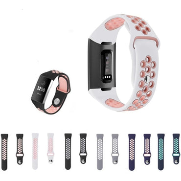 Sport silicone strap For Fitbit charge3 bracelet replacement watch band two-color nike silicone band Breathable comfort
