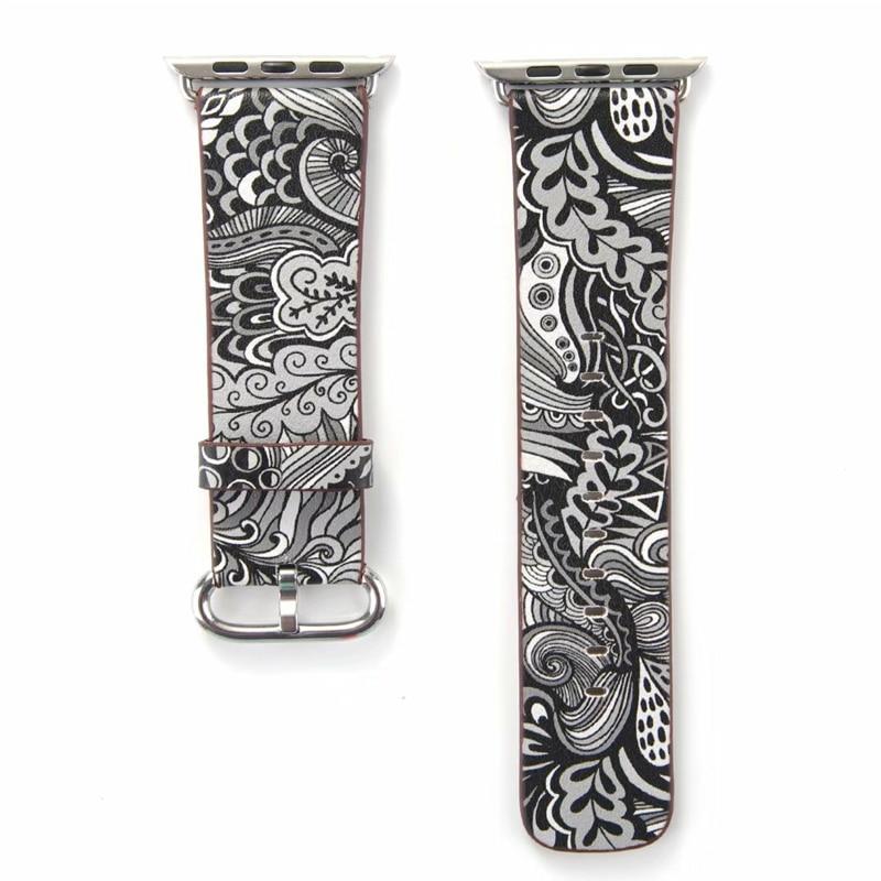 Leather Strap For apple watch band apple watch 4 3 5 band 44mm 40mm flower print correa iwatch 42mm/38mm wrist Bracelet belt
