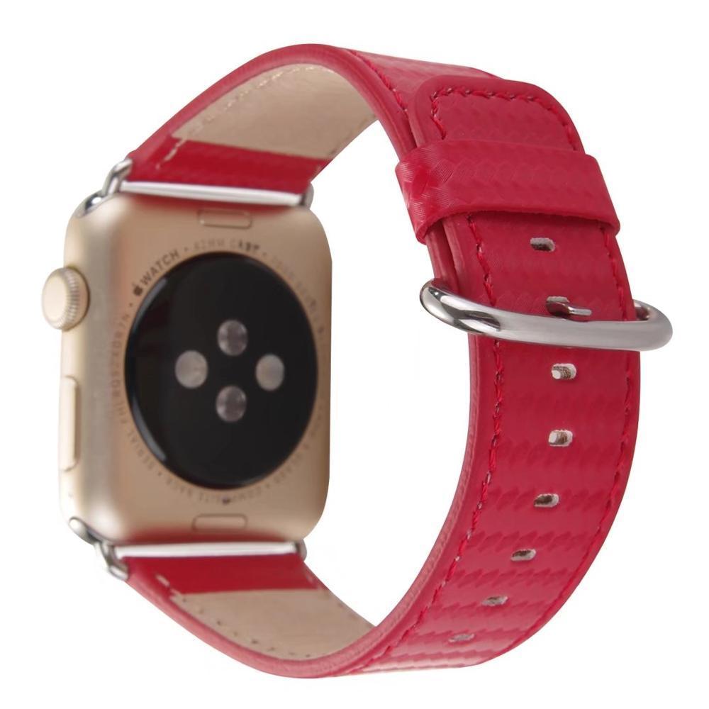 For Apple watch band 42mm 38mm leather strap iwtch series 3 2 1 carbon fiber wrist bands bracelet watchband belt