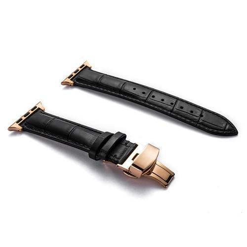Leather strap For Apple watch band 4 44mm 40mm Butterfly buckle bands Iwatch series 3 2 1 42mm 38mm bracelet wrist belt