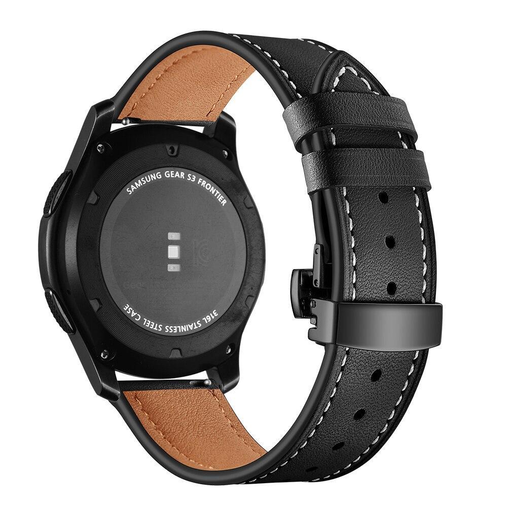 Leather Galaxy watch 46mm strap For Samsung Gear S3 Frontier 22mm watch band butterfly amazfit gtr 47mm huawei watch gt strap
