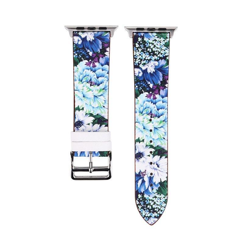 Leather Strap For Apple watch band 42mm 38mm iwatch series 3 2 1 Floral pattern Design Bracelet Wrist belt watchband