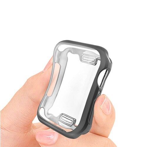 Cover case For apple watch band apple watch 4 5 band 44mm/40mm Iwatch band soft All-around shell Ultra-thin Electroplate frame