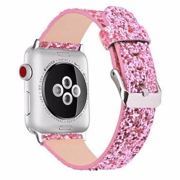 Leather Strap for Apple Watch Band apple watch 5 4 3 44mm/40mm 42mm 38mm iWatch 5/4/3/2/1 band bracelet bling watchband belt