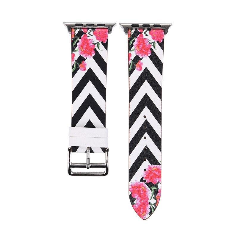 Leather Strap For Apple watch band 42mm 38mm iwatch series 3 2 1 Floral pattern Design Bracelet Wrist belt watchband