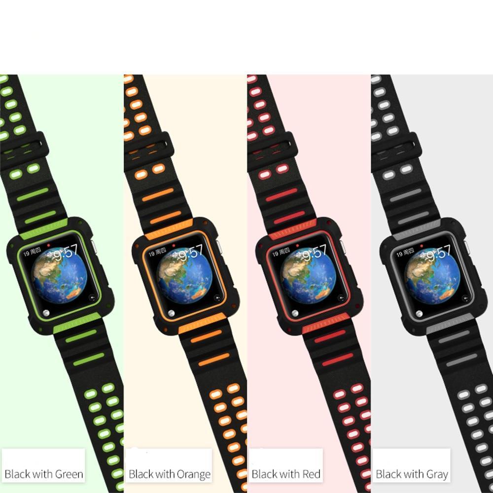 silicone Sport strap For Apple watch band 42mm 38mm iwatch 3/2/1 waterproof protective cover wrist watchband belt & case