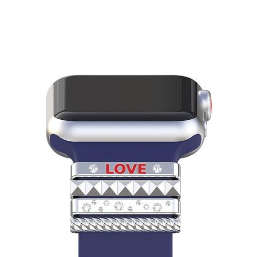 Decorative Ring Ornament For Apple Watch Band apple watch 4 3  5 band 44mm 40mm 42mm 38mm iwatch  Stainless Steel "LOVE" Gift