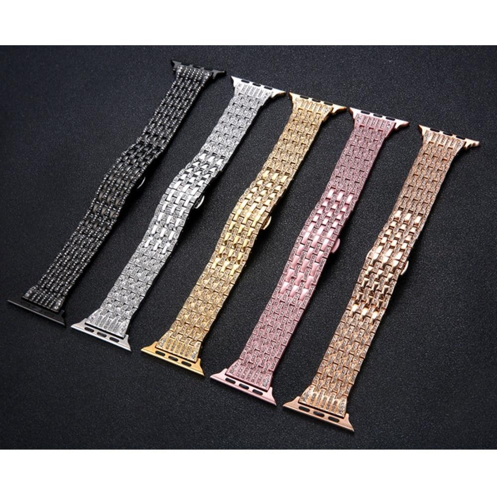 butrery Loop Diamond strap For Apple watch band 44mm/42mm stainless steel iwatch 4 3 2 1 38mm/40mm wrist bracelet belt