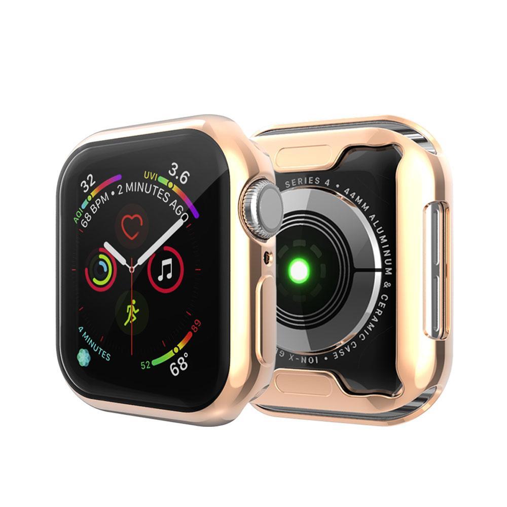 Cover case For apple watch band apple watch 4 5 band 44mm/40mm Iwatch band soft All-around shell Ultra-thin Electroplate frame