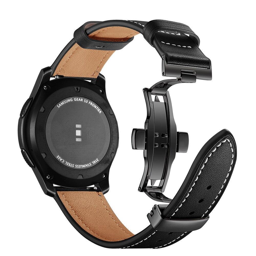 Leather Galaxy watch 46mm strap For Samsung Gear S3 Frontier 22mm watch band butterfly amazfit gtr 47mm huawei watch gt strap