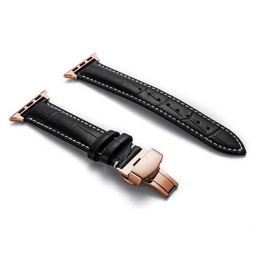Leather strap For Apple watch band 4 44mm 40mm Butterfly buckle bands Iwatch series 3 2 1 42mm 38mm bracelet wrist belt