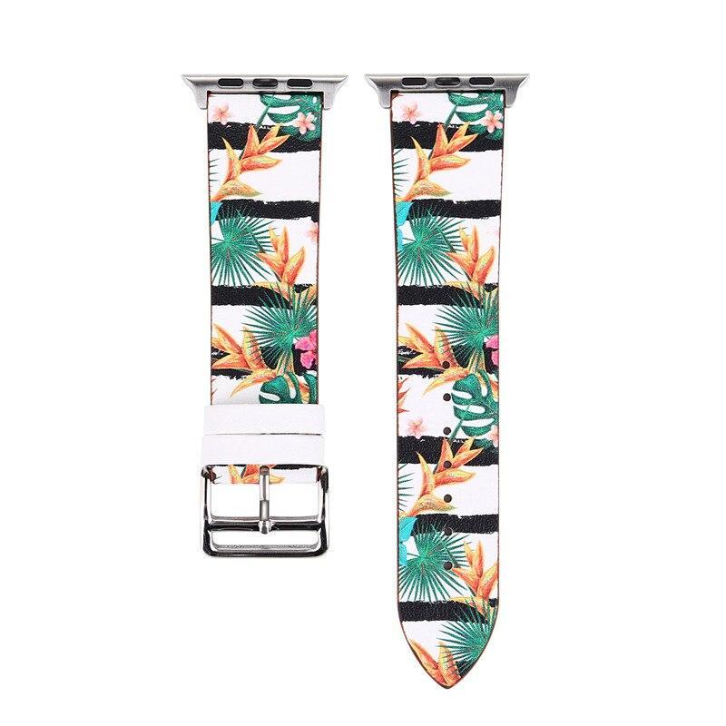 Leather Strap For Apple watch band 42mm 38mm iwatch series 3 2 1 Floral pattern Design Bracelet Wrist belt watchband