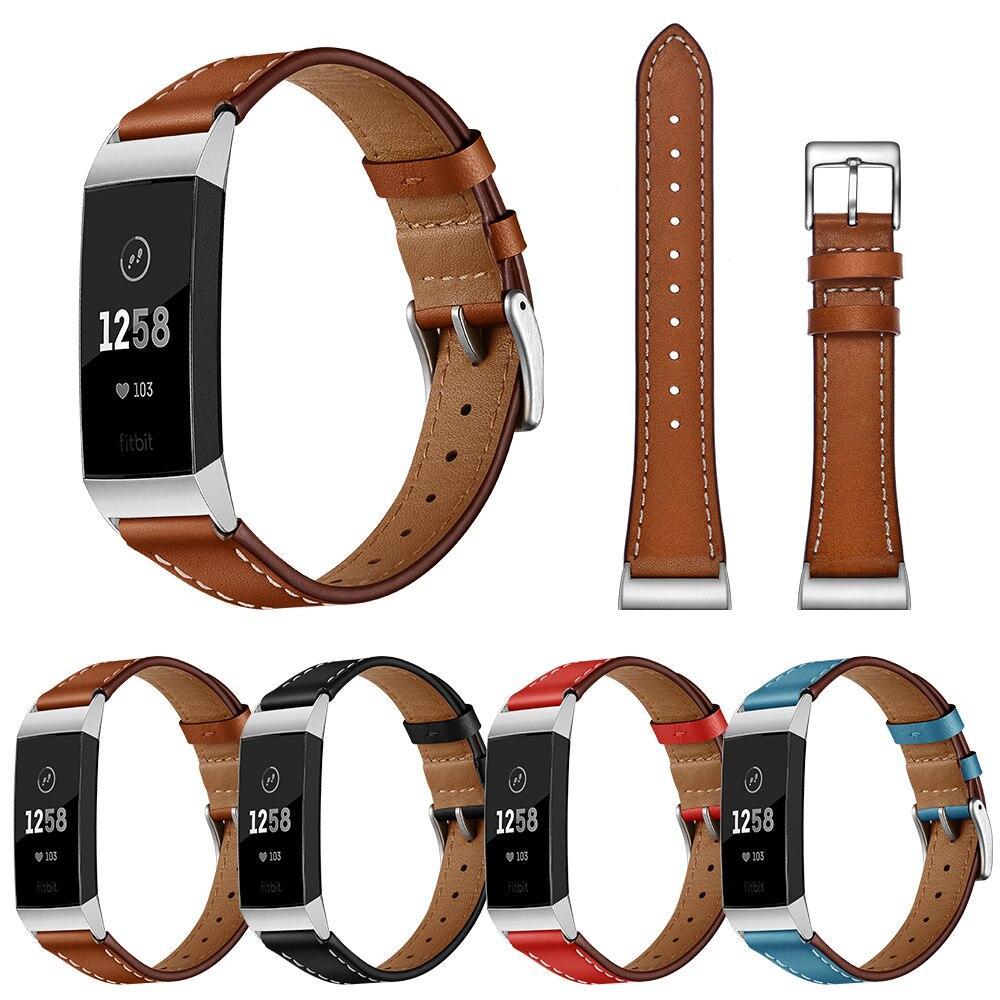 LNOP Genuine Leather strap for fitbit charge 3 band bracelet watchband divided into two styles Stainless steel buckle Wristbands