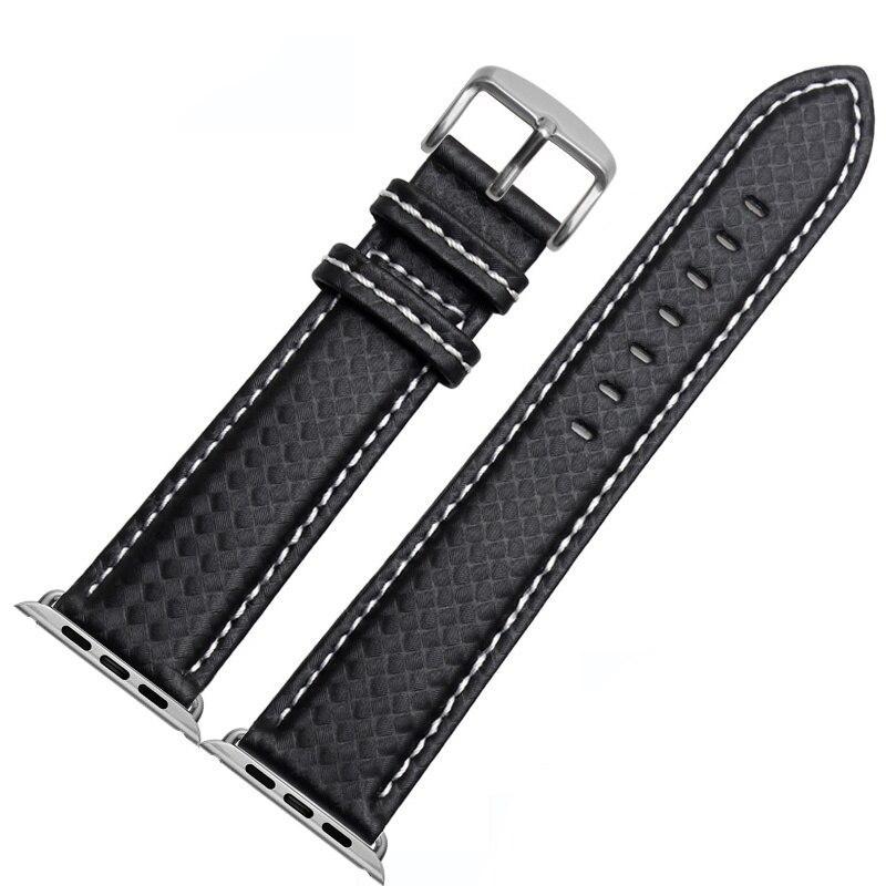 Luxury Strap for Apple watch band 44 mm 40mm iWatch band 42mm 38mm Carbon fiber+Leather watchband bracelet Apple watch 4 3 2 1