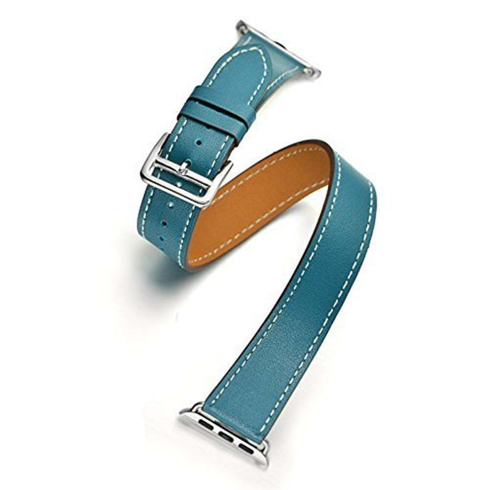 Double tour Leather strap For apple watch band apple watch 5 4 3 band 40mm 44mm correa iwatch 5 42mm 38mm watchband belt