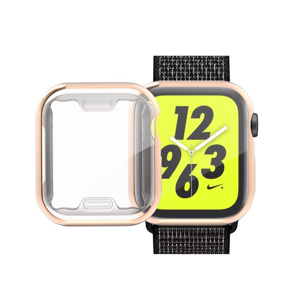 Cover case For apple watch band apple watch 4 5 band 44mm/40mm Iwatch band soft All-around shell Ultra-thin Electroplate frame