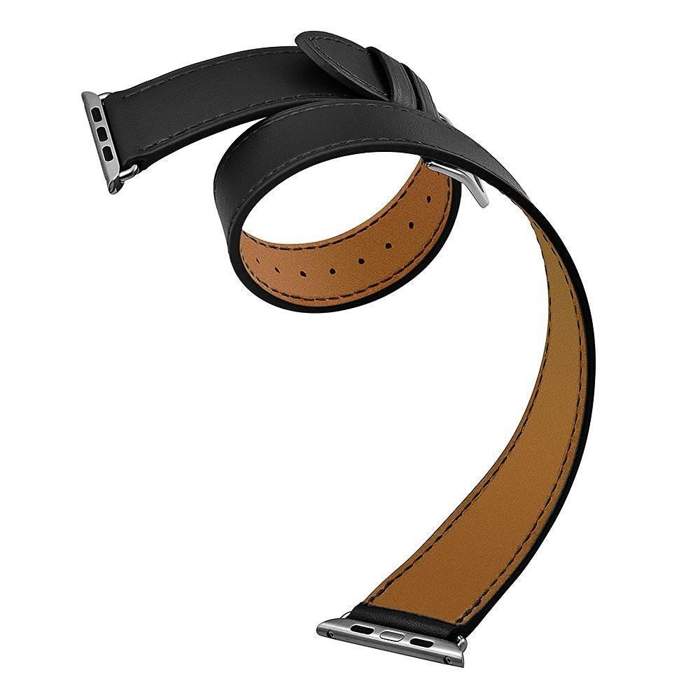 Double tour Leather strap For apple watch band apple watch 5 4 3 band 40mm 44mm correa iwatch 5 42mm 38mm watchband belt