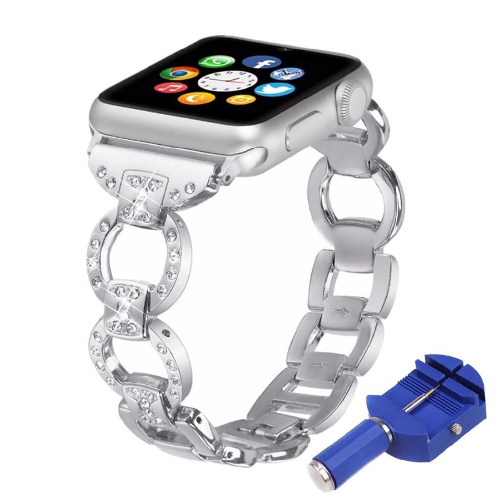 Diamond Strap For Apple Watch band apple watch 4 3 band 44MM 40MM/42mm 38mm iwatch series 4/3/2/1 Stainless Steel Bracelet belt