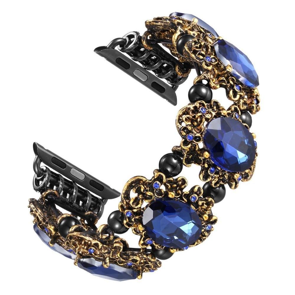 Jewelry Strap For Apple Watch 4 band 44mm 40mm iwatch series 3/2/1 42mm/38mm diamond Turquoise Wrist bracelet belt