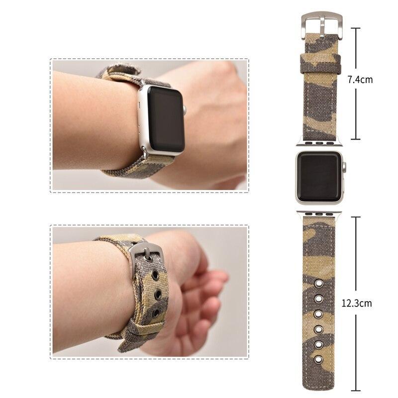 Sport Nylon strap for apple watch 4 band 44mm 40mm correa iwatch series 3 2 1 42mm 38mm Camouflage canvas wrist bracelet belt