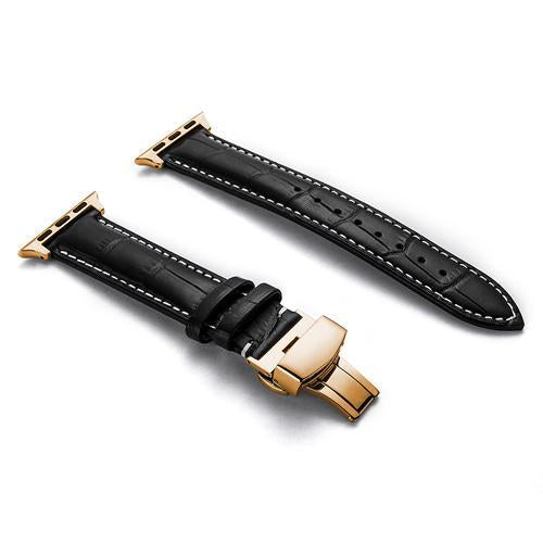 Leather strap For Apple watch band 4 44mm 40mm Butterfly buckle bands Iwatch series 3 2 1 42mm 38mm bracelet wrist belt