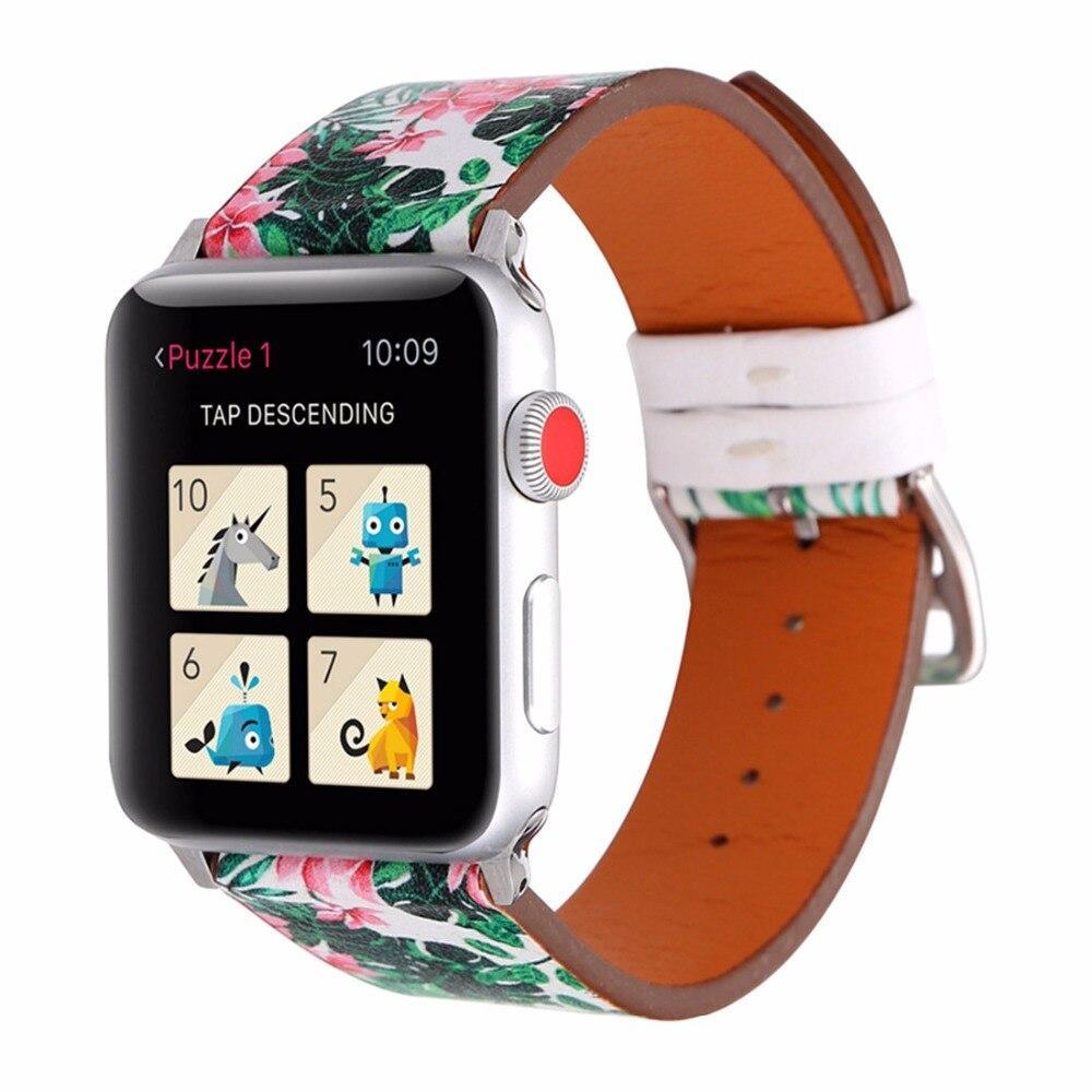 Genuine Leather For Apple Watch band 38MM/42MM iwatch series 3/2/1 flower wrist bands bracelet Belt watchband straps