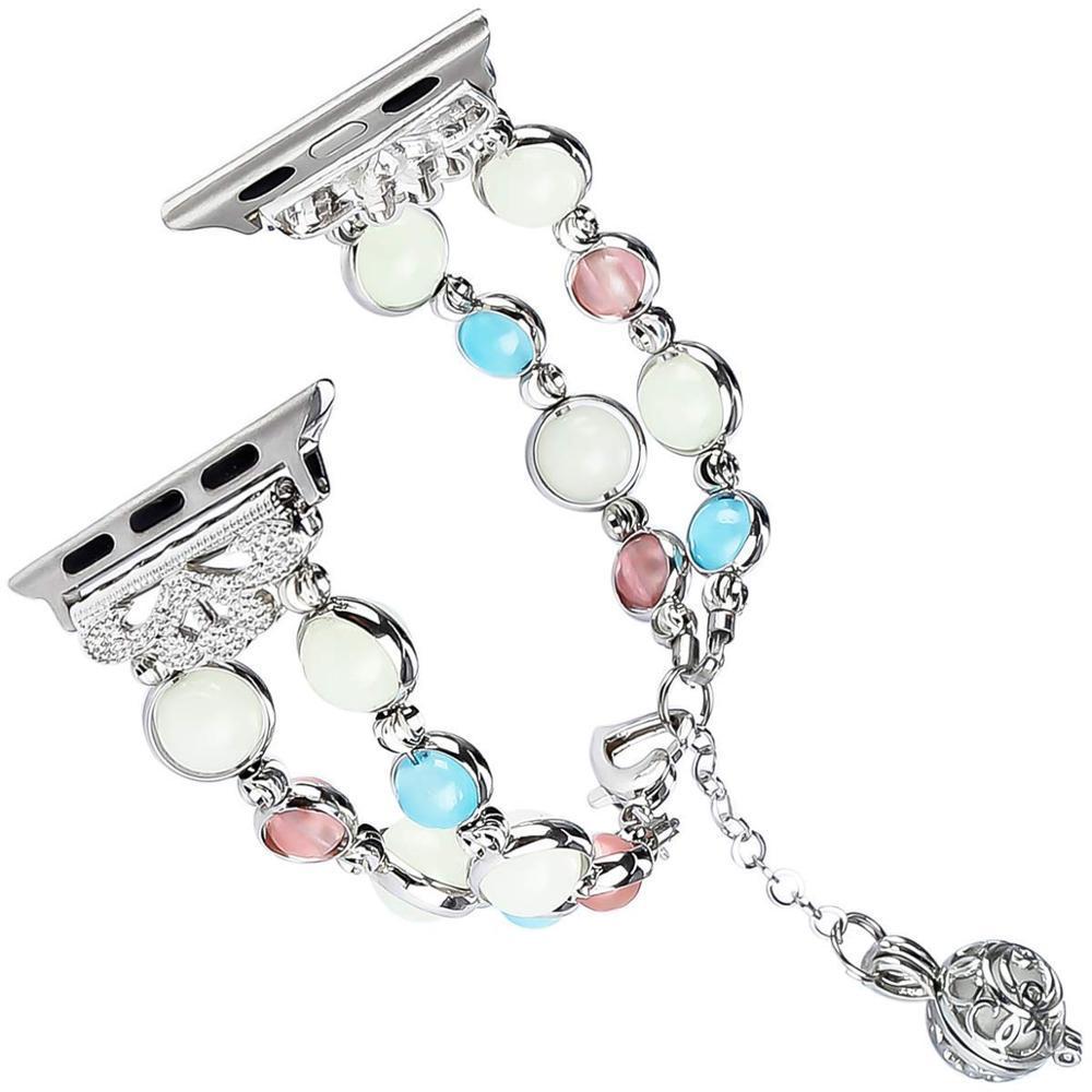 Luminous agate strap For Apple watch band apple watch 5 4 3 band 40mm 44mm iwatch band 5 4 3 38mm 42mm Woman pearl bracelet belt