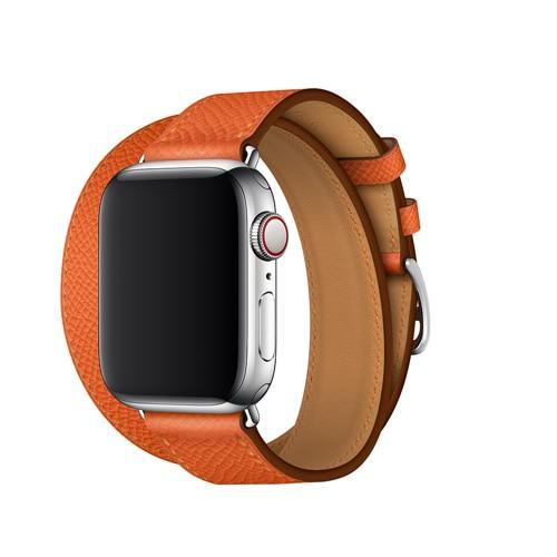 Double tour Leather strap For apple watch band apple watch 5 4 3 band 40mm 44mm correa iwatch 5 42mm 38mm watchband belt