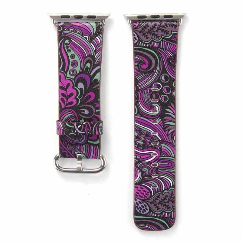 Leather Strap For apple watch band apple watch 4 3 5 band 44mm 40mm flower print correa iwatch 42mm/38mm wrist Bracelet belt