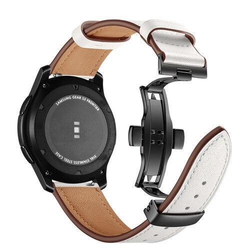 Leather Galaxy watch 46mm strap For Samsung Gear S3 Frontier 22mm watch band butterfly amazfit gtr 47mm huawei watch gt strap